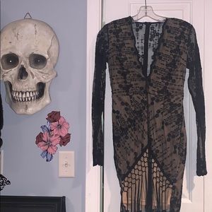 Short sheer black and nude dress